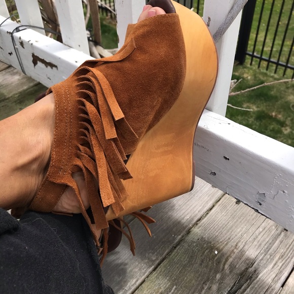 Jeffrey Campbell suede fringe Platforms - Picture 5 of 8